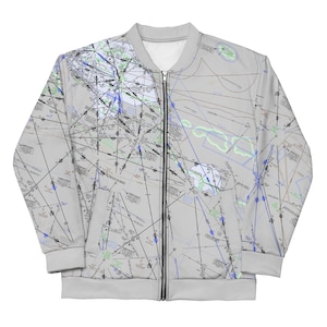 Chaqueta bomber para carta de ruta IFR de Los Ángeles/Santa Bárbara - Regalo para piloto de aviación, equipo unisex Skybound - ELUS03