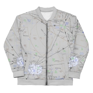 Chaqueta bomber con carta de ruta IFR Dallas-Shreveport - Regalo para piloto de aviación, equipo unisex Skybound - ELUS17