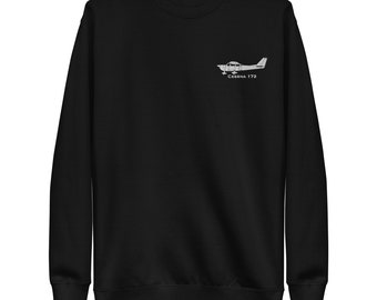 Cessna 172 Skyhawk Custom Embroidered Logo Sweatshirt. Comfortable Quality Shirt for Pilot, Aircraft Owner, Aviator.