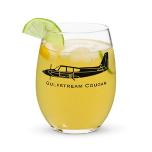 Bicchiere da vino/tumbler/bicchiere da picnic personalizzato Gulfstream Cougar GA7 senza stelo