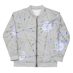 Chaqueta bomber para cartas de ruta IFR de Chattanooga-Charlotte - Regalo para piloto de aviación, equipo unisex Skybound - ELUS25