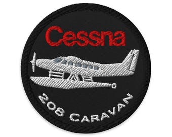 直径3インチのセスナ208フロート付きワッペン｜セスナアイロンワッペン｜C208