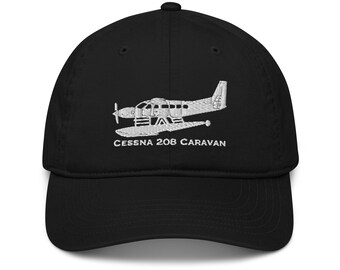 Cessna Caravan Float Plane Custom Embroidered Comfortable Organic Cotton Pilot Hat | Baseball Cap | Ladies Mens | C208