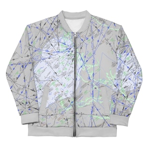Chaqueta bomber con carta de ruta IFR Washington DC-Baltimore - Regalo para piloto de aviación, equipo Skybound unisex - ELUS34