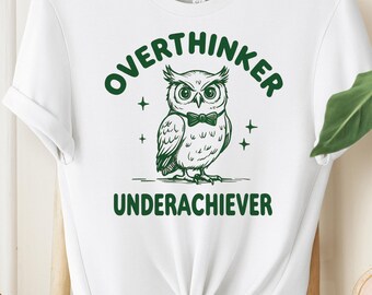 Divertida camiseta gráfica de búho, regalo con ilustración divertida de búho pensativo, perfecto para amigos amantes del humor, regalo para amantes de la naturaleza y los animales