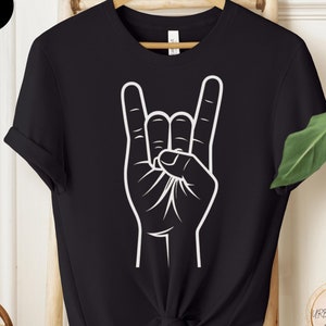 Rock On Devil Horns Shirt, Minimalist Graphic Tee for Music Lovers, Perfect for Concerts, Unique Gift for Rock Fans, Heavy Metal T-Shirt