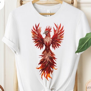 Vibrant Phoenix Graphic Tee, Eye-catching Colorful Design, Ideal Casual Wear for Nature Lovers, Great Gift for Birthday Celebrations