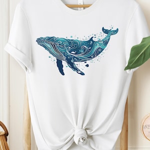 Ingewikkeld walvis-T-shirt, prachtige grafische afbeelding, ideaal voor casual outfits of cadeaus voor Sea Life-fans, perfect voor oceaanliefhebbers