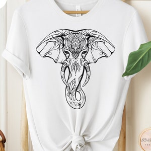 Elephant Stencil Shirt, Artistic Animal Tee, Elephant Lover Shirt, Boho Style, Nature Inspired, Bohemian Shirt, Safari Life Tee