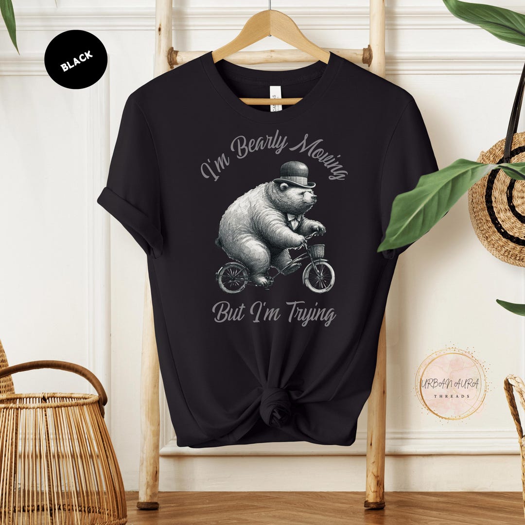 Funny Grizzly Bear T-shirt, Humorous Tee for Cyclists and Casual Bikers ...