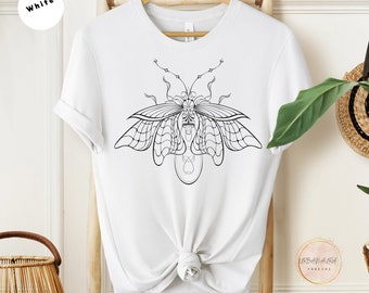 Camicia Stencil Firefly, Maglietta Natura Artistica, Camicia Amante degli Insetti, Stile Boho, Ispirato alla Natura, Amante degli Insetti Fulmine, Camicia Boho