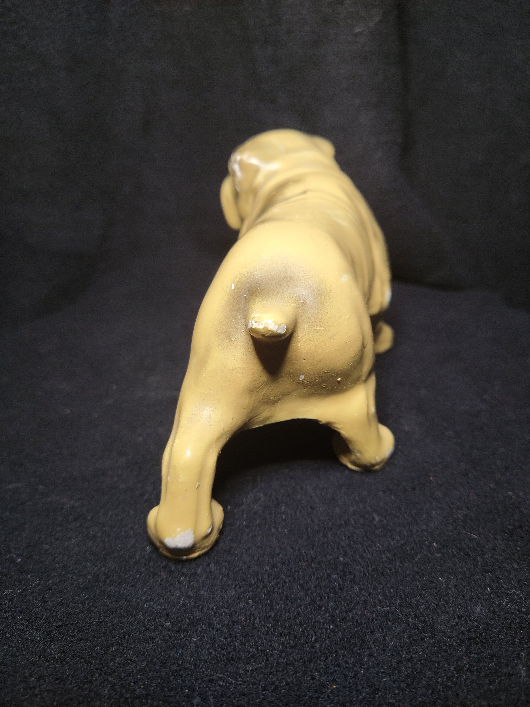 Light Brown Chalkware Bulldog Figurine Five Inches Long