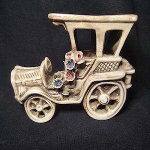 Capodimonte Car Porcelain Figurine Made In Italy Quirky Charming Vintage Figure