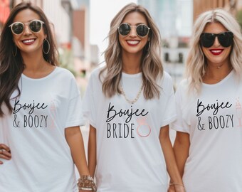 Boujee Bachelorette Party SVG Boujee en Bach Bruidsmeisjes PNG Boujee en Boozy Cute Matching Shirts voor Wedding Party Glam Fashion Bride