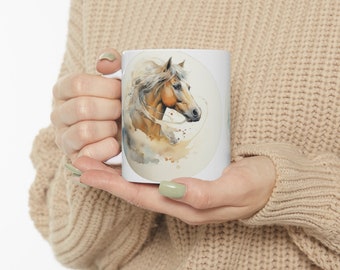 Watercolor Horses Mug | Equestrian Dreams: Watercolor Horses | Ceramic Cup | Nature-Inspired Serenity