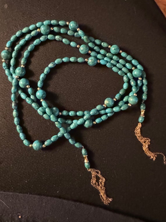 Handmade 14 kt gold turquoise necklace