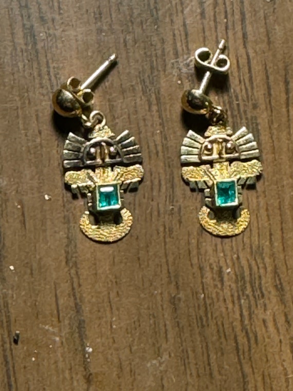 18 kt gold genuine emerald earrings