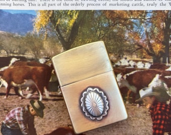 Brass Lighter With Sterling Silver Concho | Western Lighter | Gift For Him | Gift For Her