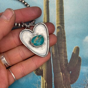 Sterling Silver Heart Pendant: Turquoise Western Jewelry - Etsy