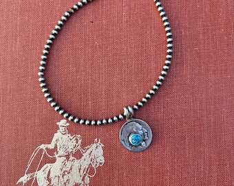 Kingman turquoise buffelnikkel hanger