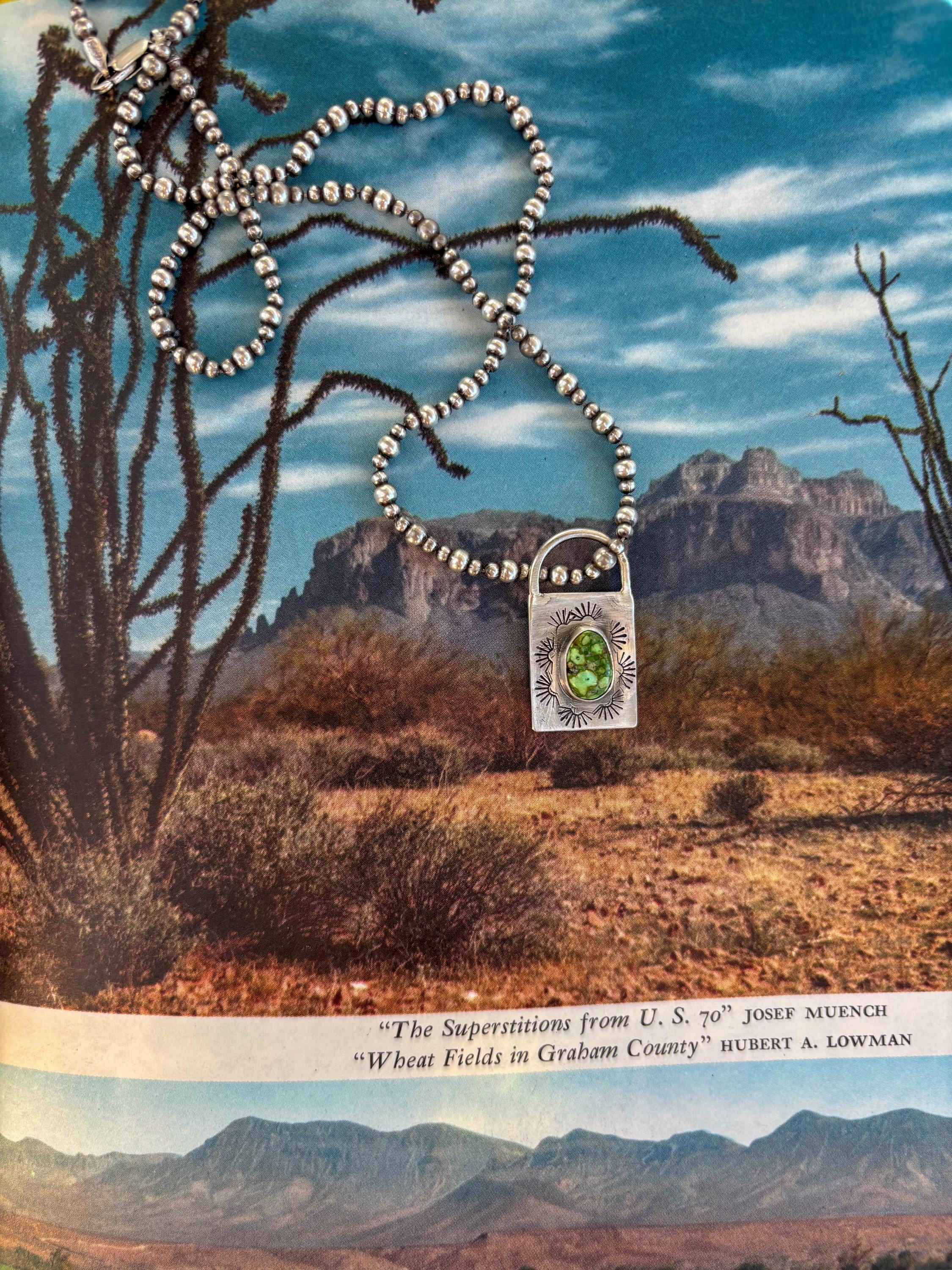 Sterling Silver Sonoran Turquoise Lock Pendant | Western Jewelry | Gift For Her | Made to order
