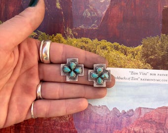 Sterling Southwestern Cross Earring