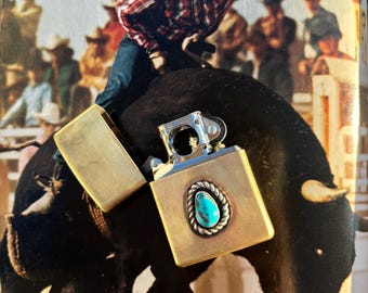 Custom Turquoise Brass Lighter | Western Lighter | Gift For Him | Made To Order