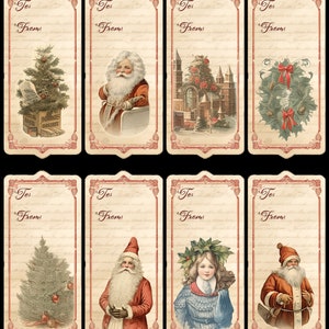 Victorian Illustrated vintage Christmas Tags