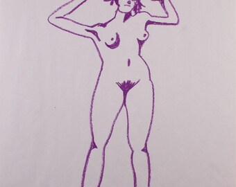 Reclining Pregnant Figure Drawing | 18x24” Oil Pastel on Toned Paper | Modern Nude Artwork Drawn from Life | Figurative Art by Trevor Dahl