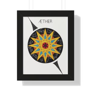 Poster incorniciato con geometria sacra dello zodiaco: arredamento boho per la casa, arte murale spirituale