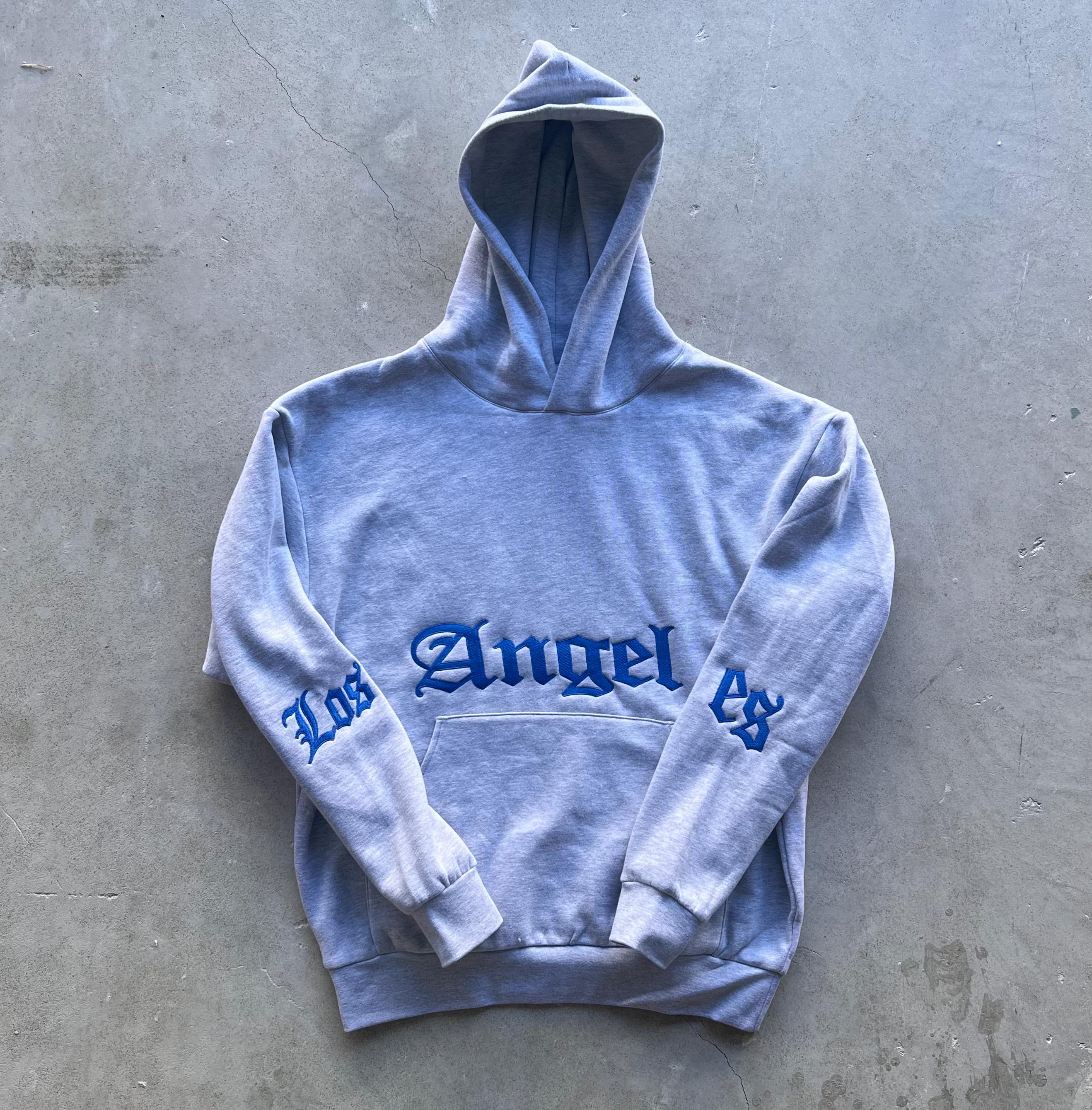 LOS ANGELES Embroidered Hoodie . No String BOXY Fit. - Etsy