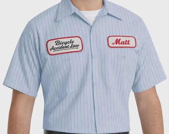 Custom Striped Mechanic Button Dickies Shirt With Personalized Embroidered Name down up Work Clothing