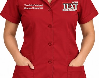 Red Womens Work Shirt  Custom Shirt button down work blue collar woman trabajo