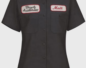 Womens Mechanic Custom Shirt button down work blue collar