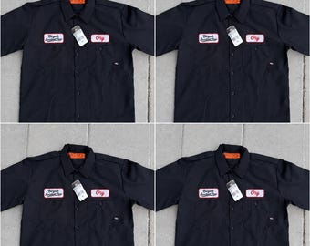 Lot of 4 Custom Black Mechanic Button Dickies Shirt With Personalized Embroidered Name down up Work Clothing