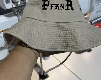 pfkingr Boonie strings bucket hat summer fish hat embroidered