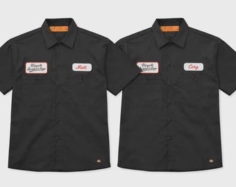 Pack of 2 Custom Black Mechanic Button Dickies Shirt With Personalized Embroidered Name down up Work Clothing
