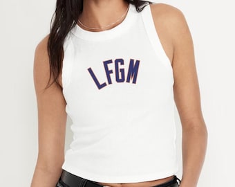 LFGM embroidered TANK TOP baseball fan mets fan tank top White