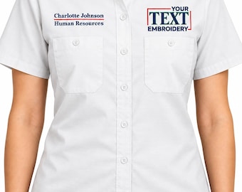 White Womens Work Shirt  Custom Shirt button down work blue collar woman trabajo