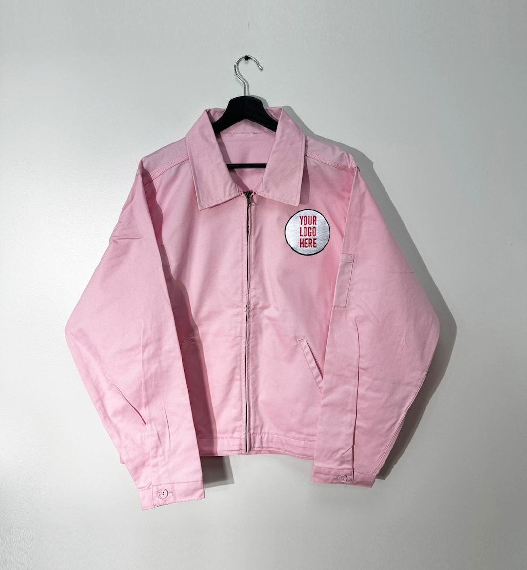 Pink File Jacket Custom 1 Spot Embroidered Pink Work Jacket .ANY LOGO (college,sports ...