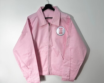 Custom 1 Spot embroidered Pink work Jacket .ANY LOGO (COLLEGE,Sports,etc )
