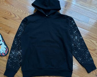 Rhinestones custom Custom hoodie on both sleeves oversized cute hoodie