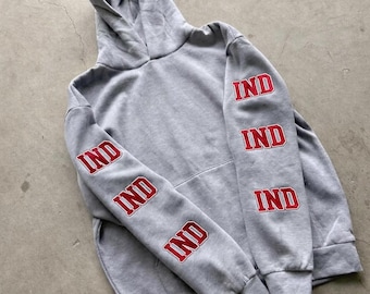 Indiana embroidered hoodie . No string BOXY fit. college fan IND fan indiana hoosiers fan football fan college football fan