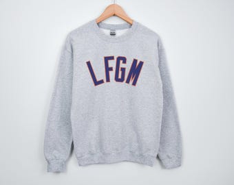 LFGM mets fan crewneck embroidered sweatshirt oversized