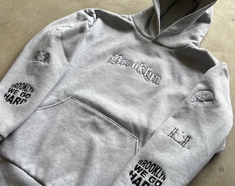 Brooklyn we go hard hoodie brooklyn bridge new york coney island embroidered hoodie