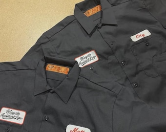 Custom Black Mechanic Button Dickies Shirt With Personalized Embroidered Name down up Work Clothing