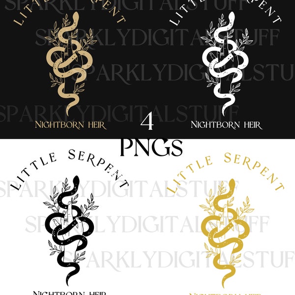 Little Serpent PNG Bundle inspired by The Serpent And The Wings of Night by Carissa Broadbent, Digital Design, Full Commercial & POD Usage