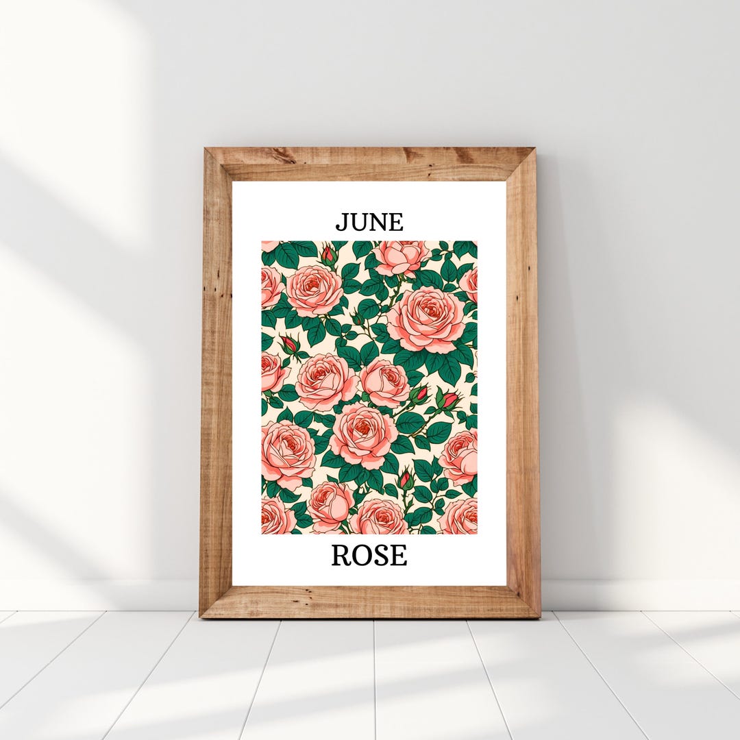 Decorated June Rose June Birth Month Flower Rose Painting Rose Wall Art Digital Print ...