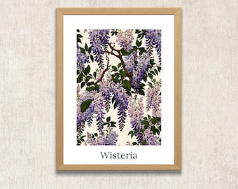 Ukiyo-e Wisteria Print, Botanical Floral Wall Art (Digital Download)