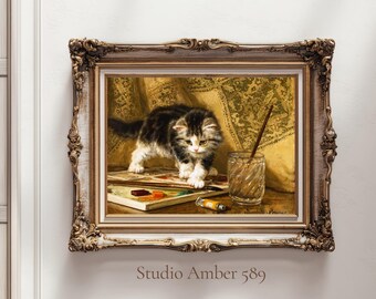 ルイス・ウェイン猫プリント：面白い猫のイラストアート - Etsy 日本